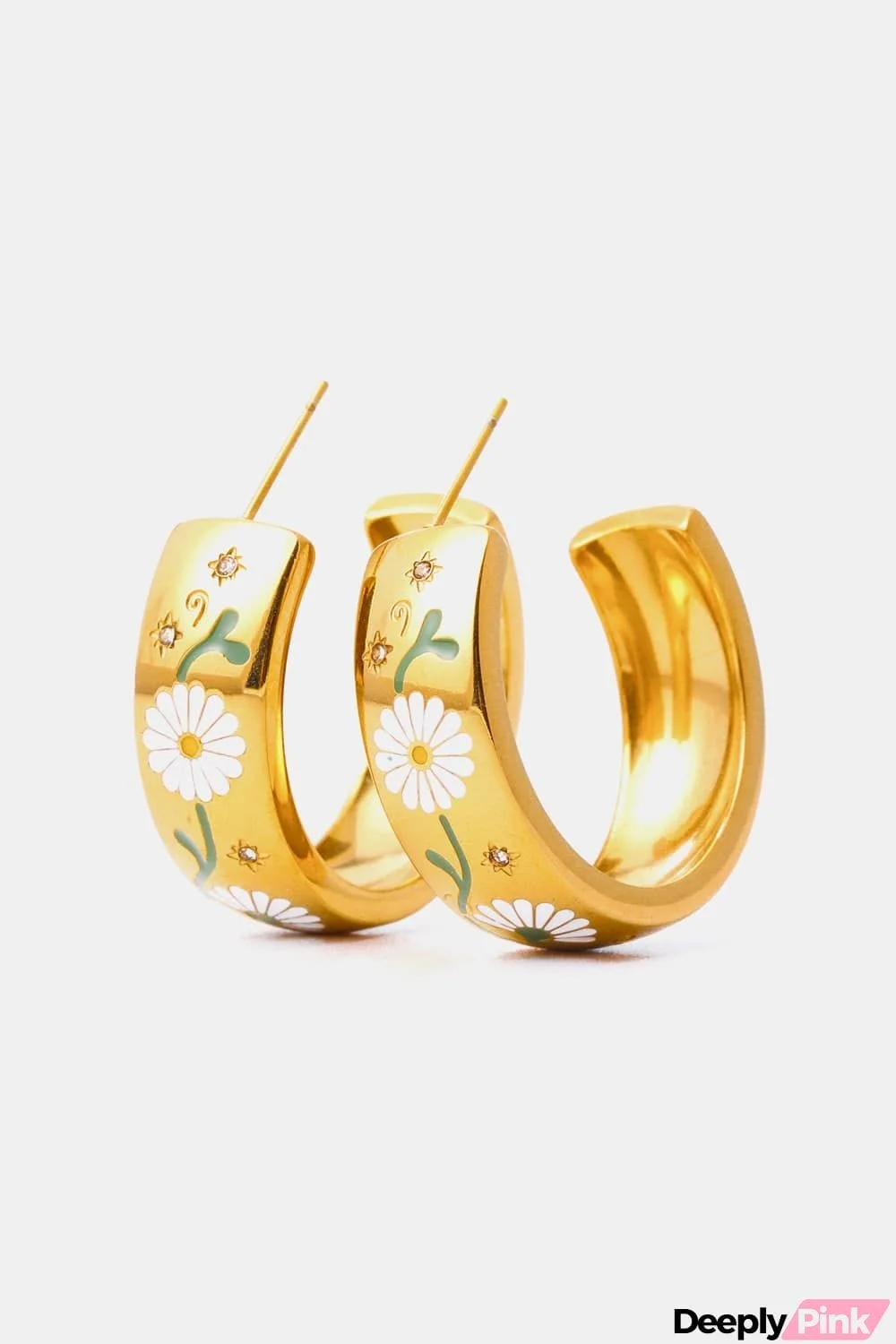 Stainless Steel 18K Gold Plated Ring Shape C-Hoop Earrings