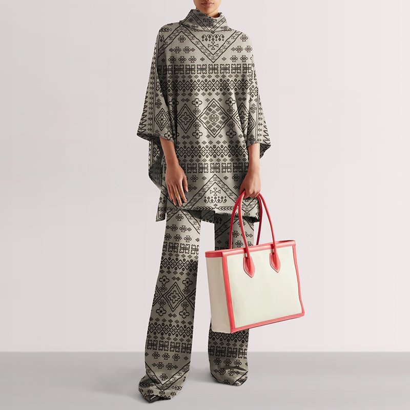 Tribal Print Turtleneck Two Pieces Set