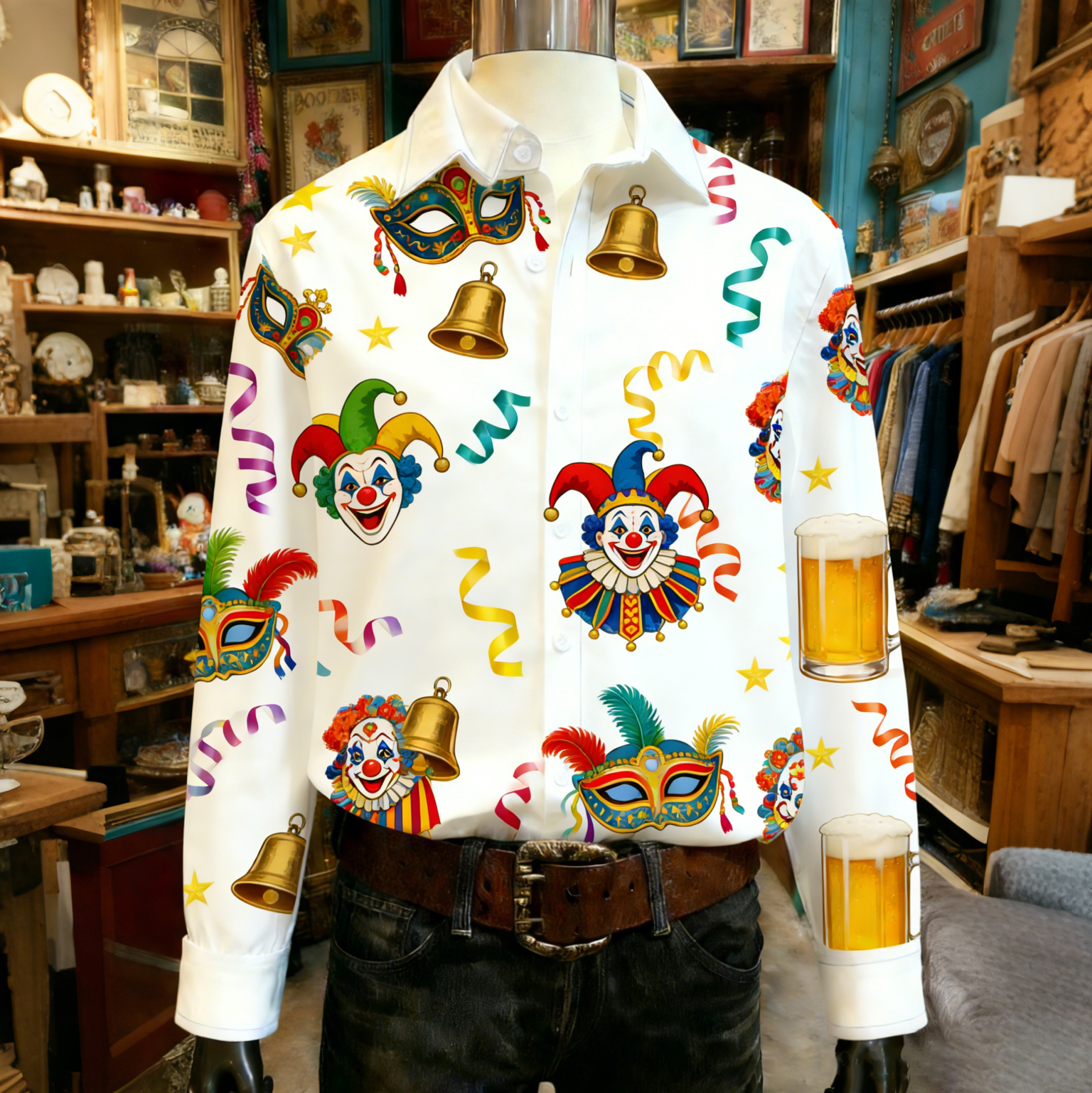 Cologne Carnival Clown Pattern Comfortable Shirt elevenforest