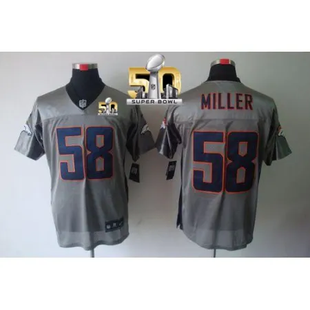 Broncos #58 Von Miller Grey Shadow Super Bowl 50 Men's Stitched NFL Elite Jersey