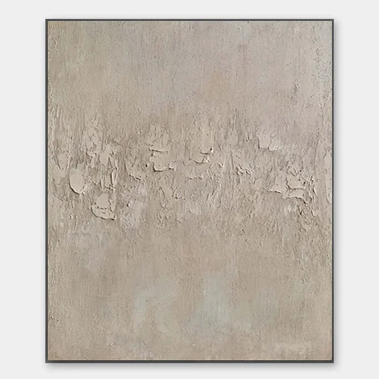 TEXTURED BEIGE ABSTRACT: Minimalist Textured Painting, Square Wall Art（Canvas painting）
