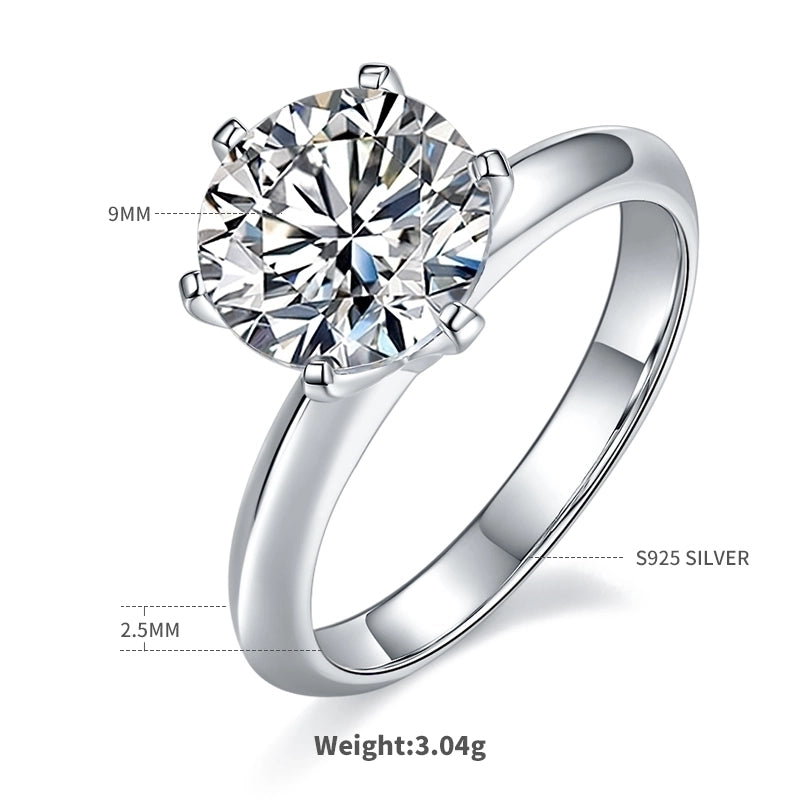 925 Sterling Silver Lab-grown Diamonds Moissanite Round Rings