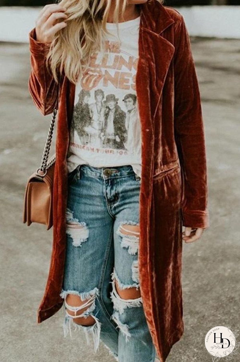 Velvet Pocket Long Coat