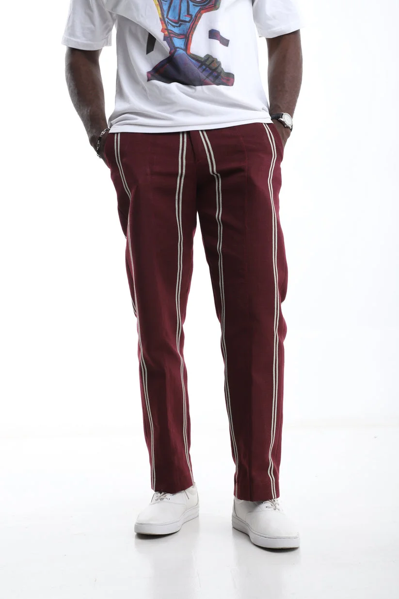 Burgundy Royal Aso-Oke Trousers-INSPIREUSE