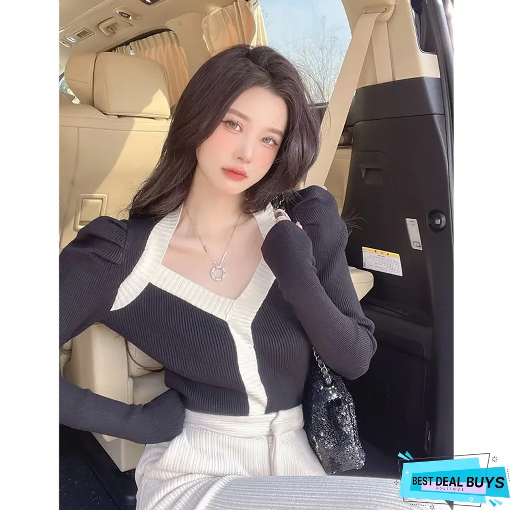 French Hepburn V-Neck Temperament Small Fragrance Chic Bottoming Sweater