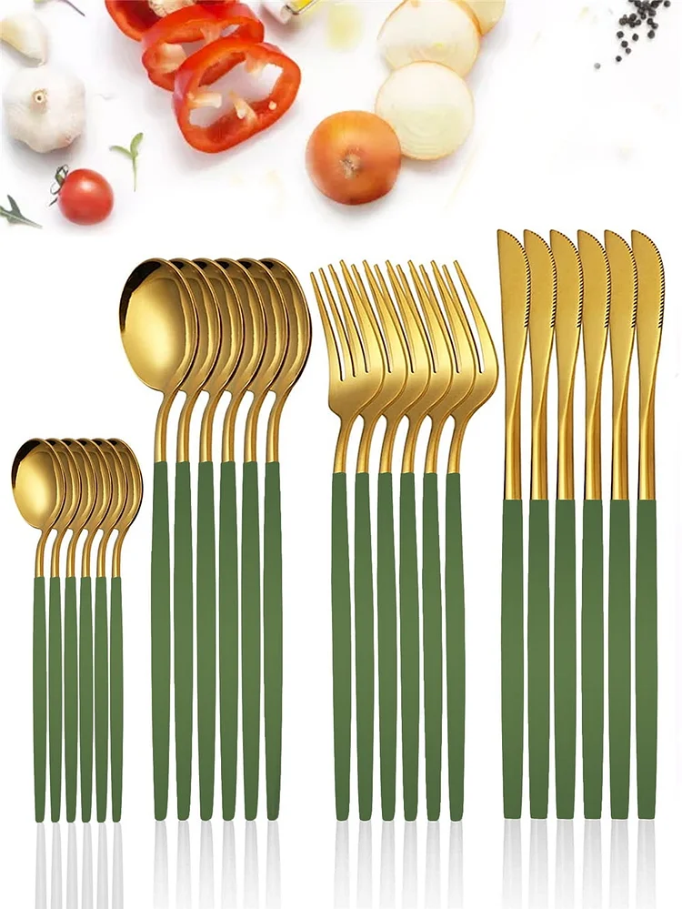 304 stainless steel silverware set, 24 piece cutlery set, cutlery set includes knife/fork/spoon