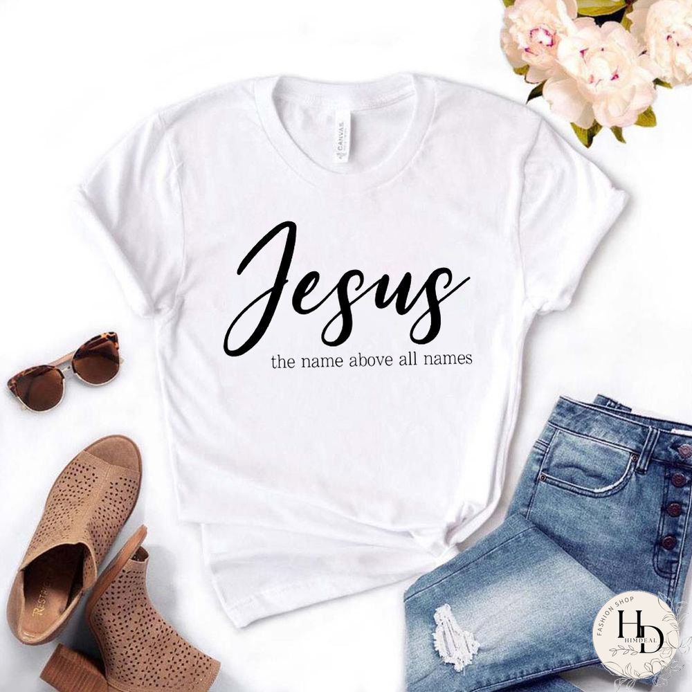 Summer Women's T-shirt Jesus' Name Is HigherThan Everyone's Name Printed T-shirt Women Casual Harajuku Graphic T-shirt 4XL