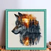 (US Only)Wolf Printed Cross Stitch Kit 45x45cm DIY 14CT Thread Art Needlework Home Decor