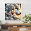 Diamond Painting-DIY Full Round Drill Girl Wolf(40*40 CM)