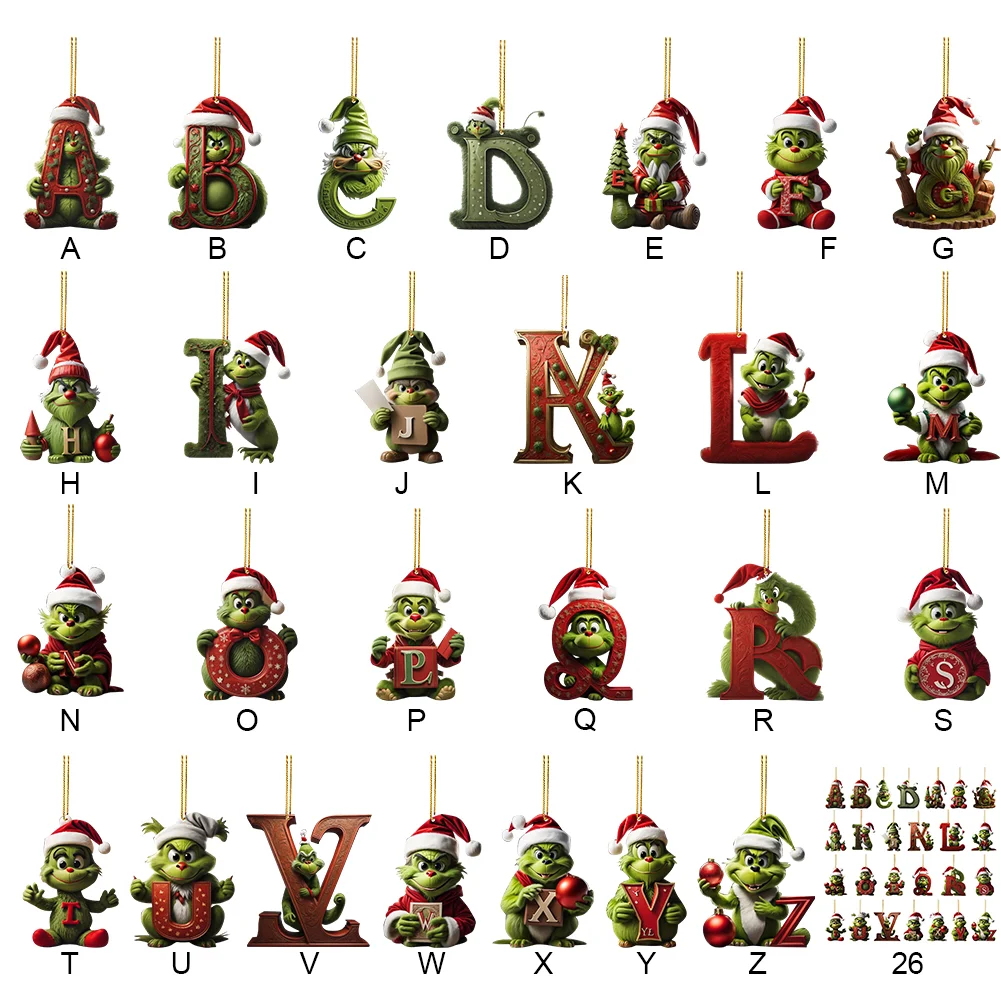 Christmas Acrylic Grinch Xmas Tree Hanging Ornament Hanging Green Monster Decor