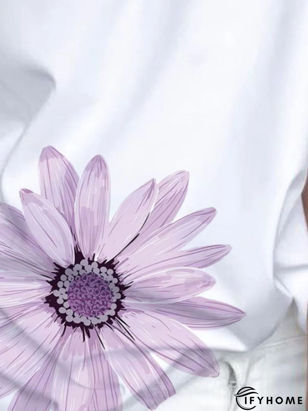 White Short Sleeve Cotton Floral T-shirt | IFYHOME