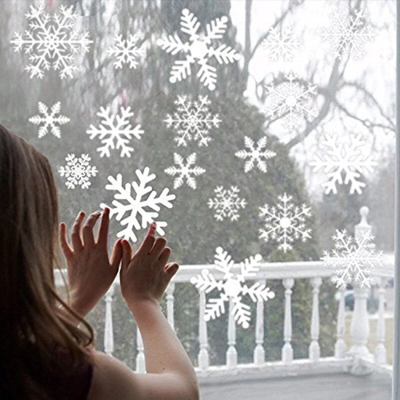 27Pcs Christmas Snowflake Window Sticker Christmas Wall Stickers Kids Room Wall Decals Christmas Decorations for Home New Year