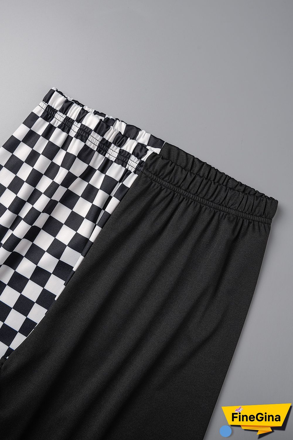Black Casual Plaid Print Patchwork Regular High Waist Pencil Patchwork Trousers