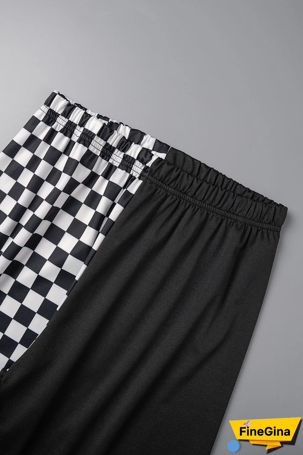 Black Casual Plaid Print Patchwork Regular High Waist Pencil Patchwork Trousers