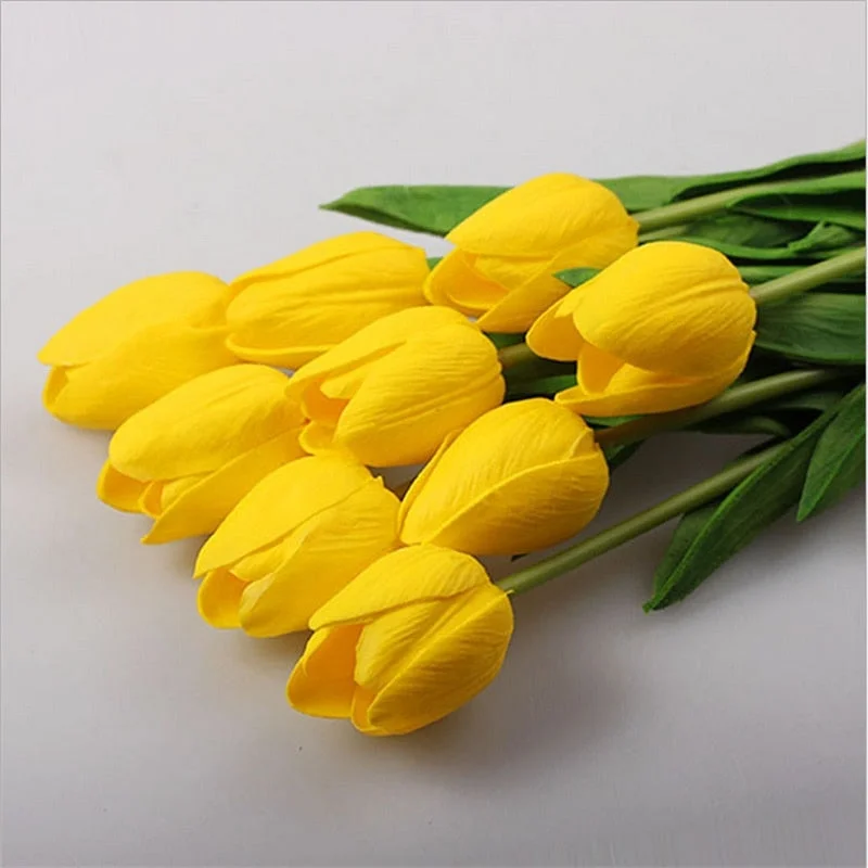 10pcs Beauty Real Touch Flowers Latex Tulips Flower Artificial Bouquet For Home Party Wedding Bridal Bouquet Fake Flower