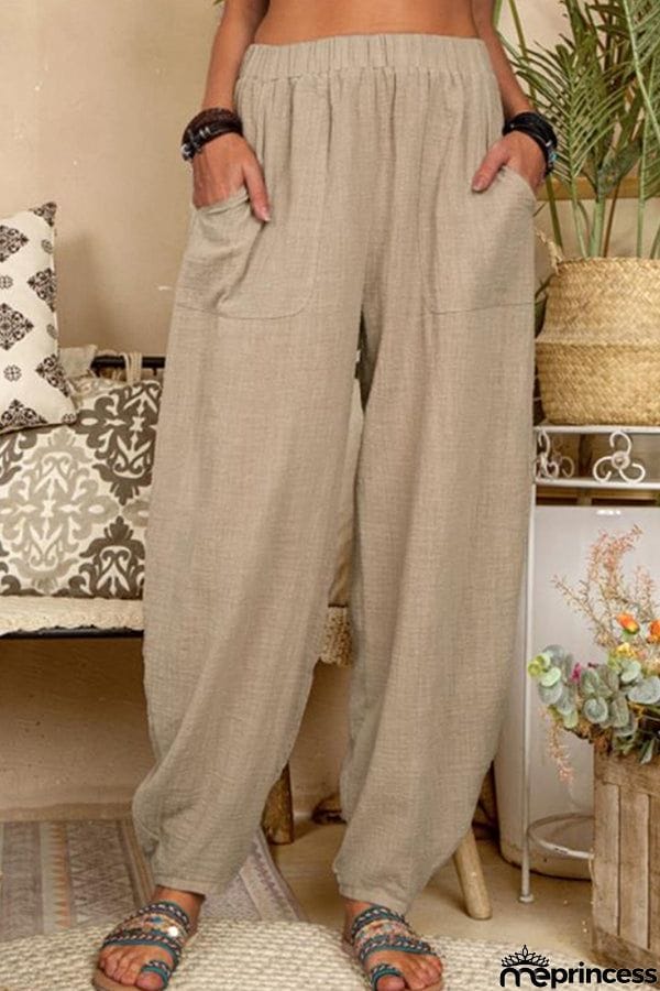 Women's Pure Color Casual Cotton Pants