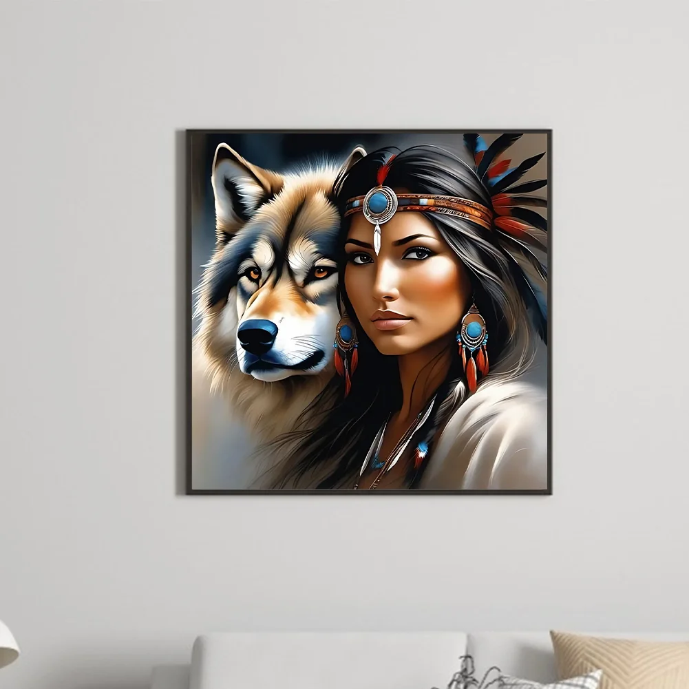 Diamond Painting - Full Round Drill - Indian Woman(Canvas|40*40cm)