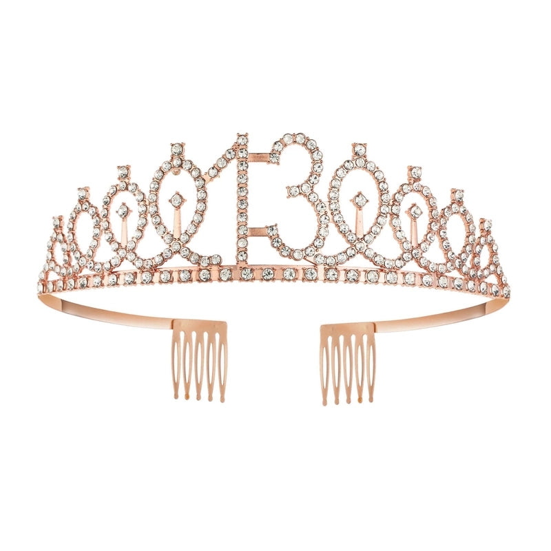 Women’s IG Style Shiny Number Crown Alloy Hollow Out Inlay Rhinestones Crown