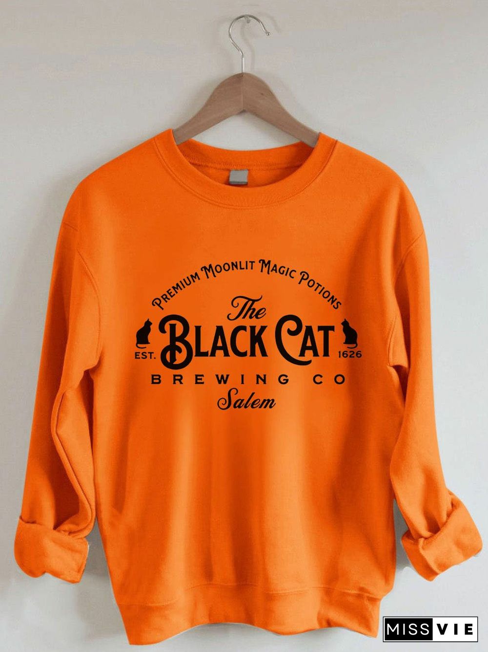 Women's Salem Massachusetts The Black Cat Brewing Co Salem Print Sweatshirt