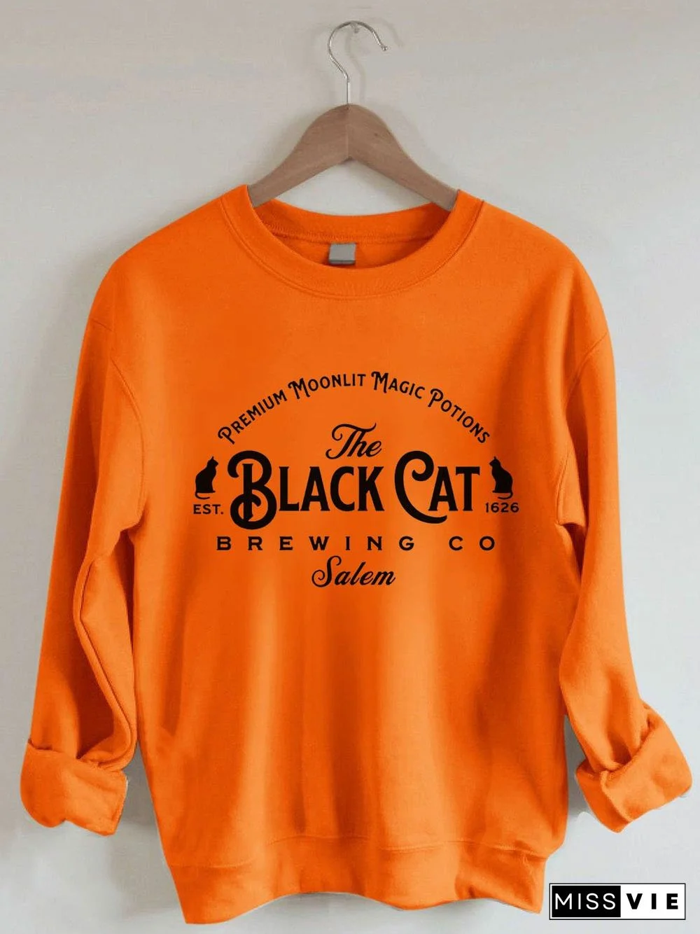 Women's Salem Massachusetts The Black Cat Brewing Co Salem Print Sweatshirt