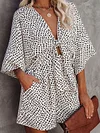 Polka-Dot Print Batwing Sleeves Jumpsuits