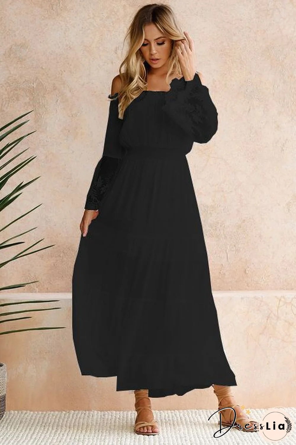 Women's Dress with Straight Neck Lace Stitching Dress White Dresses