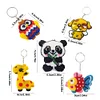 (US Only)5Pcs Animals Bead Cross Stitch Keychain Kit DIY Beads Needlework Keychain Craft
