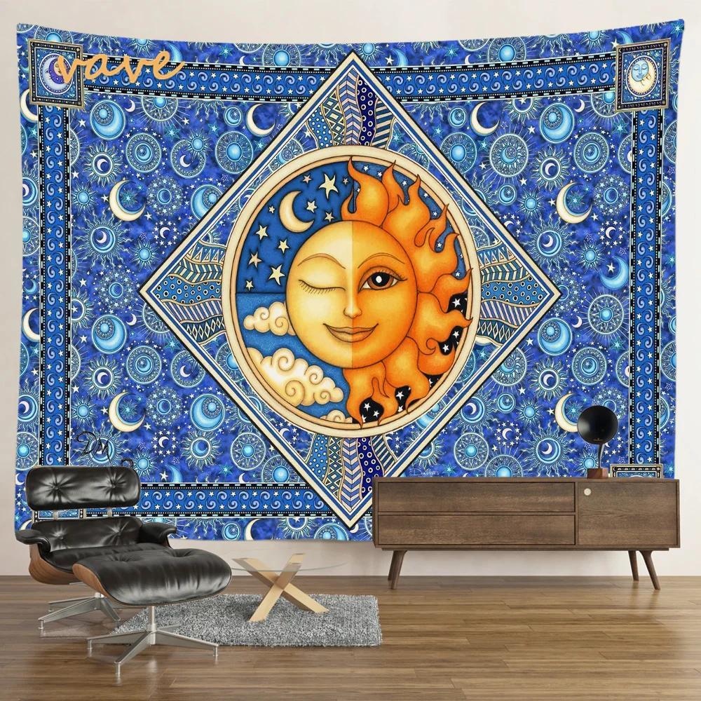 Nigikala Sun Moon Mandala Tapestry Wall Hanging Boho Hippie Witchcraft Astrology Cloth Fabric Tapestry Aesthetic Room Bedroom Decor