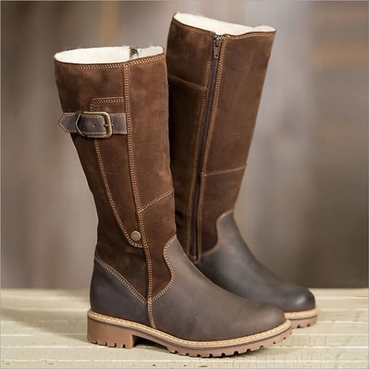 Women's Winter Plush Low-Heel Knight Boots