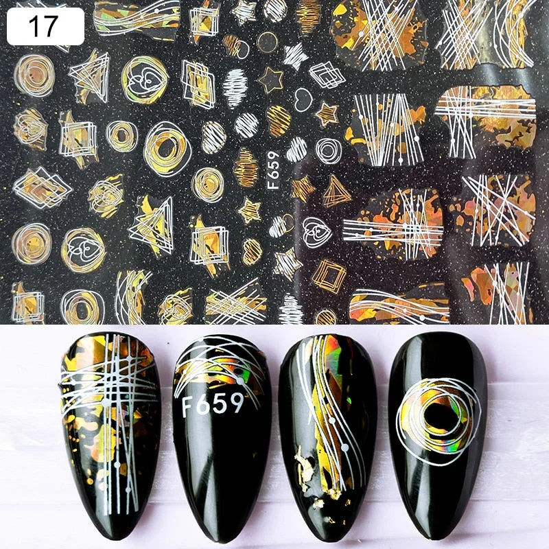 1 Sheet iridescent Nail Sticker Black leave 3D Transfer Beautiful Nail Decals Decoration Summer Popupar DIY Nail Design
