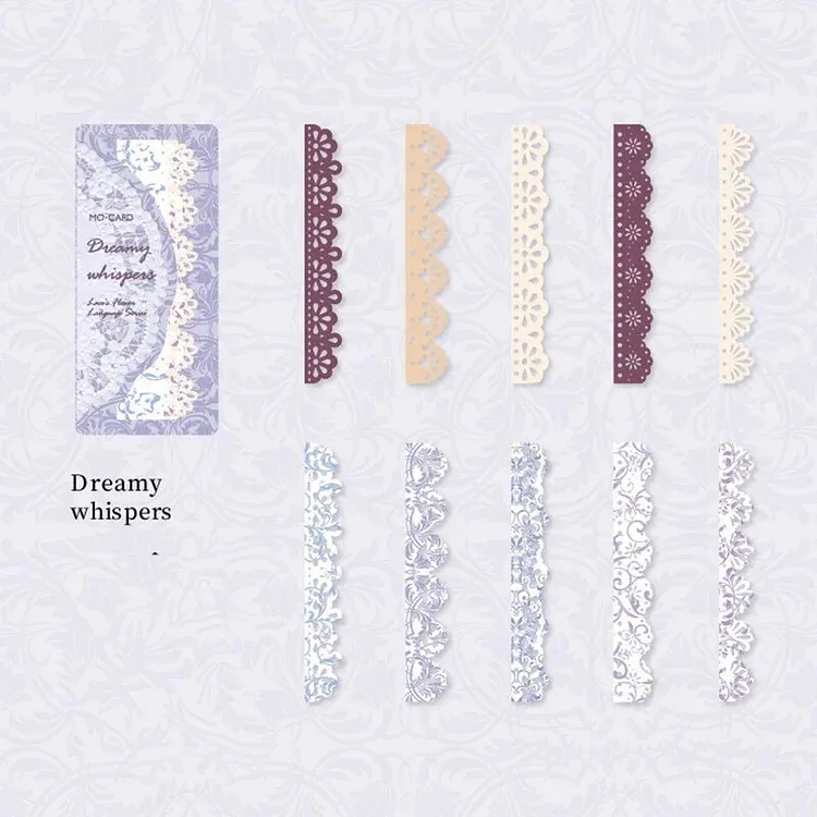 Journalsay 10 Sheets Lace Language Series Vintage Flower Hollow Decor Material Paper