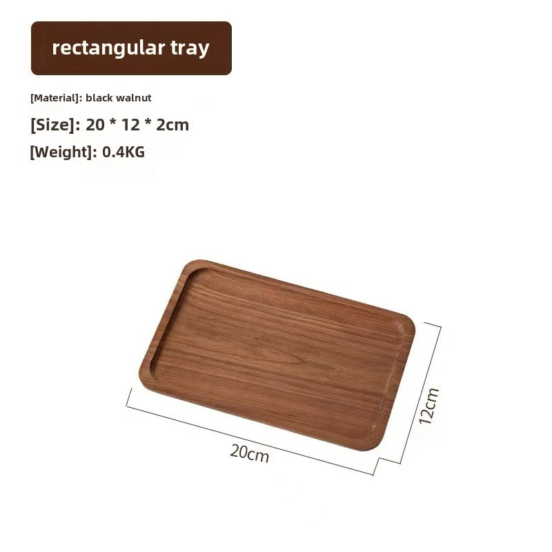 Japanese-style Oval Wooden Tray Solid Wood Rectangular Plate Black Walnut Afternoon Tea Coffee Tray Exquisite Small Tray