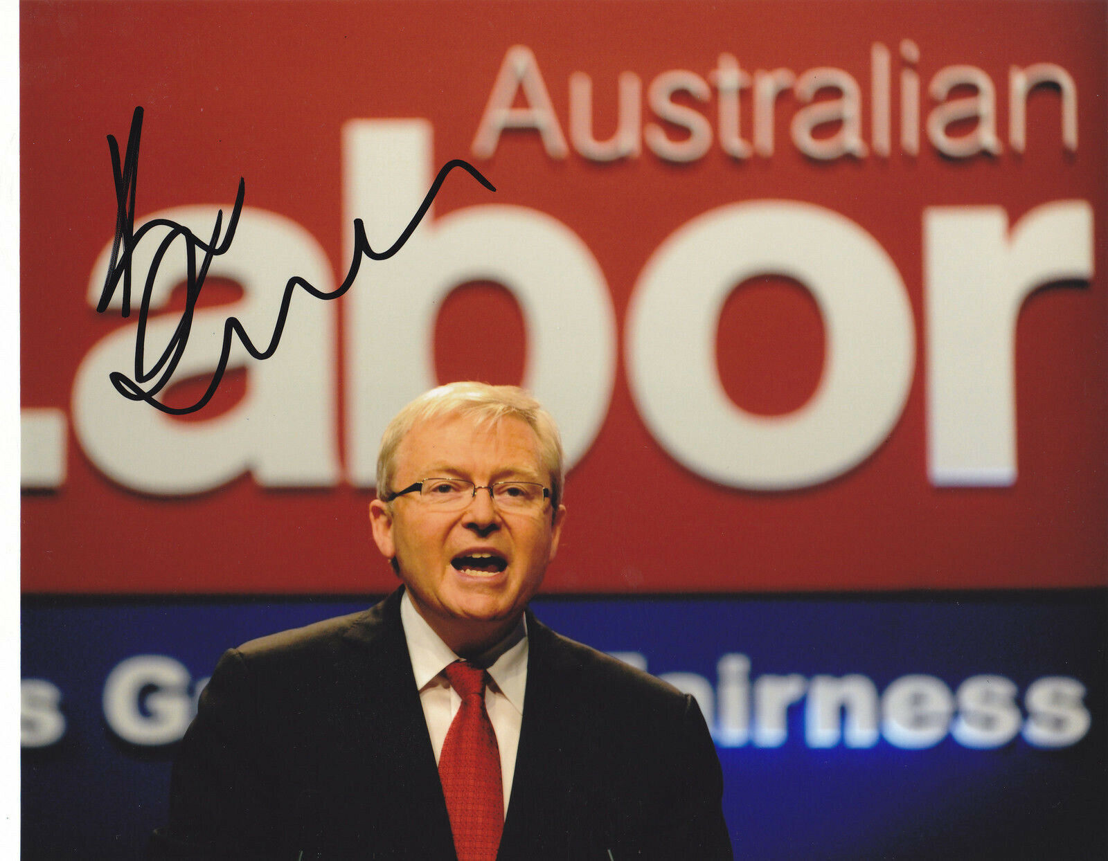 KEVIN RUDD SIGNED AUTOGRAPHED AUSTRALIA PRIME MINISTER 8X10 Photo Poster painting UN PROOF #2