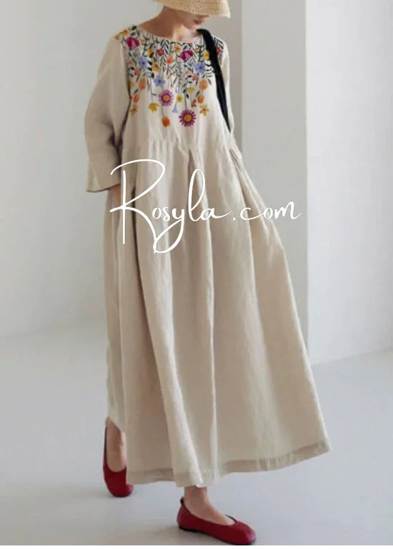 Women's Flower Print Long Sleeve Dress