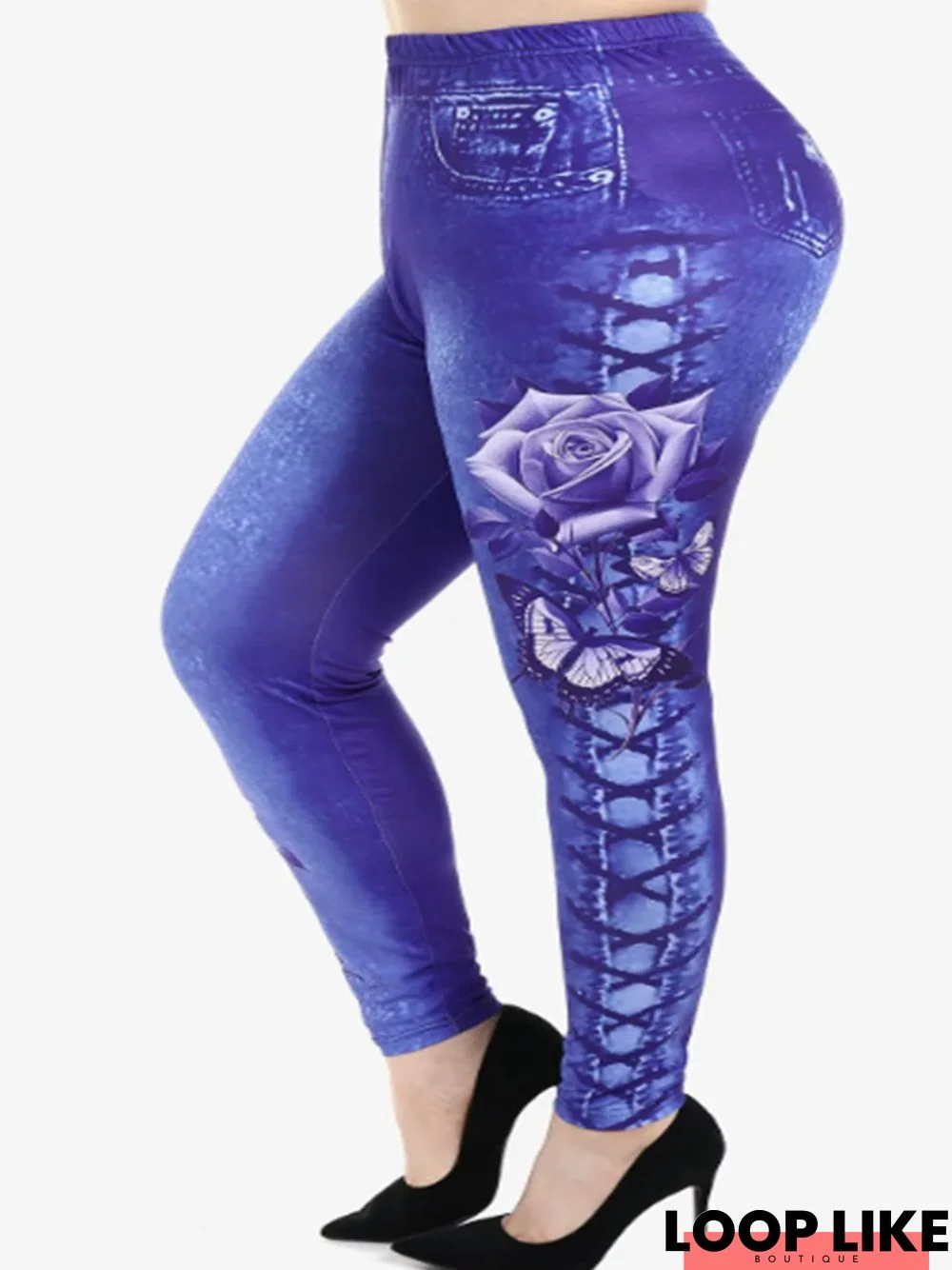 Plus Size Casual 3D Printing Regular Fit Leggings