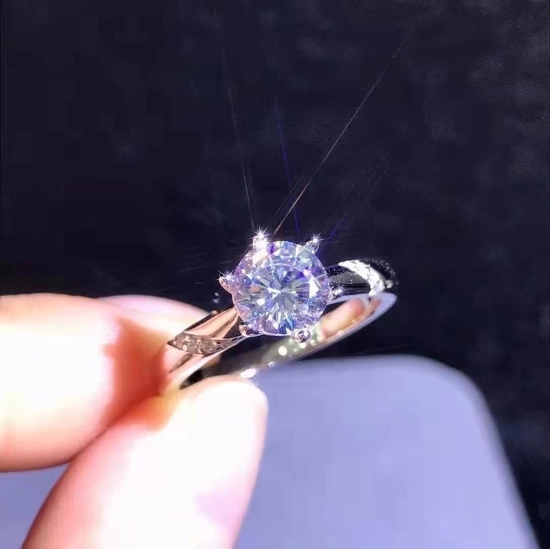 2 Pieces Fashion Round Copper Plating Artificial Diamond Rings 1 Piece