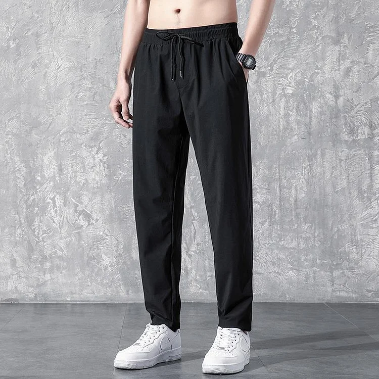 Ice Silk Casual Straight Pants With Leggings