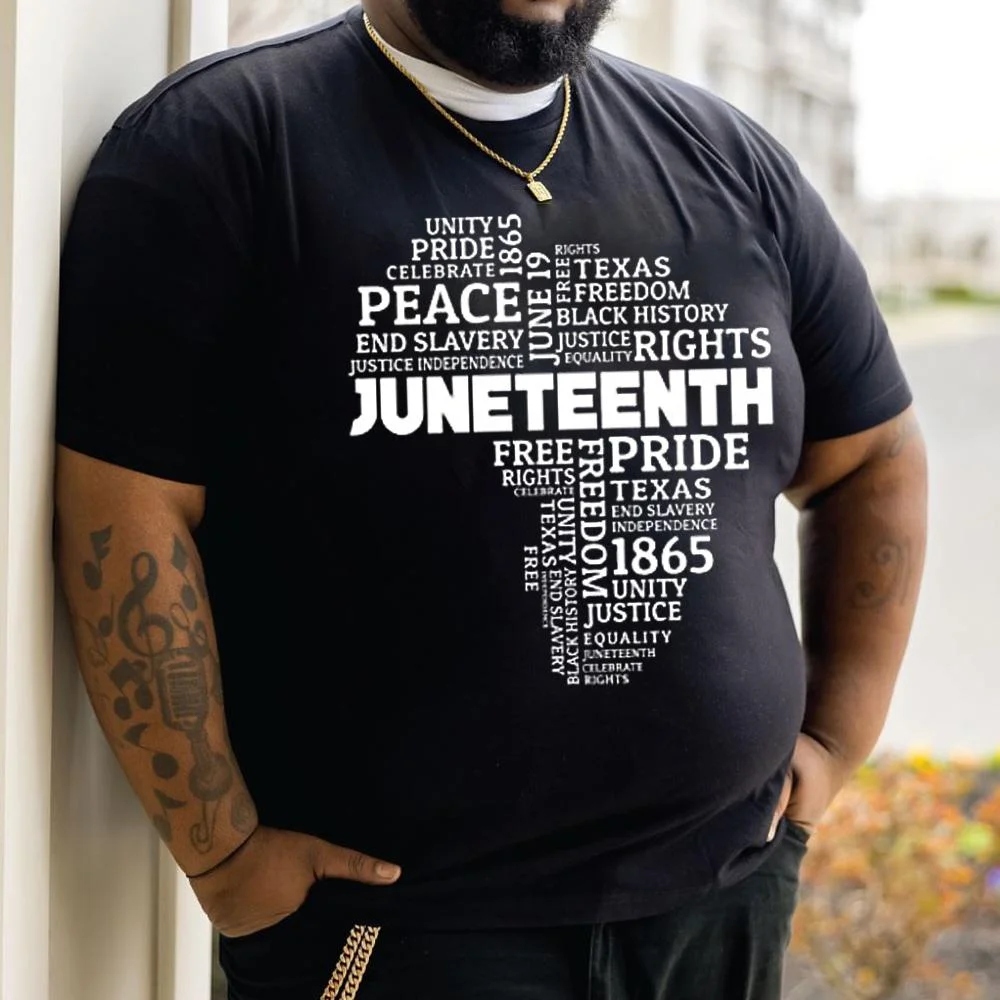 Alphabet Africa Map Print Plus Size Men's T-Shirt