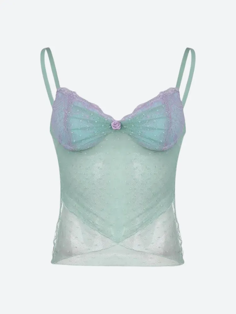 Brownm Sheer Mesh Top