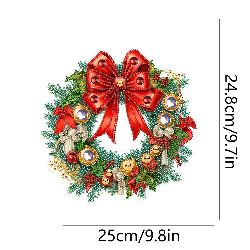 DIY Christmas Flower Wreath Acrylic Special Shaped Diamond Painting Wall Decor Wreath