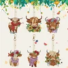>SALE<6PCS Highland Yak Double Sided Special Shape Diamond Painting Keychain Pendant