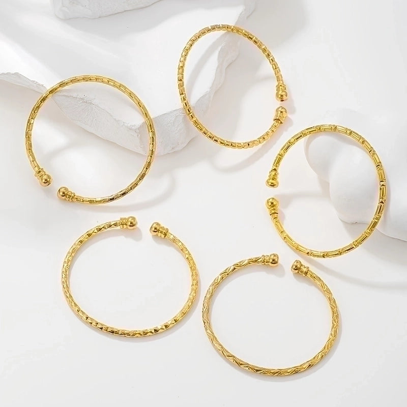 Classic Style Argyle Copper Plating 18k Gold Plated Bangle