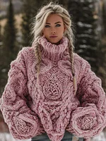 Women's Vintage Viking Rune Knit Jacquard Warm Turtleneck Sweater