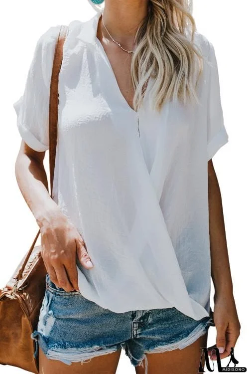 MidiSono - Rusty Crepe Drape Blouse