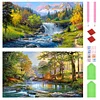 (US Local)2pack Landscape 5D DIY Full Drill Round Big Size Diamond Painting Kit Home Decor 70x40cm
