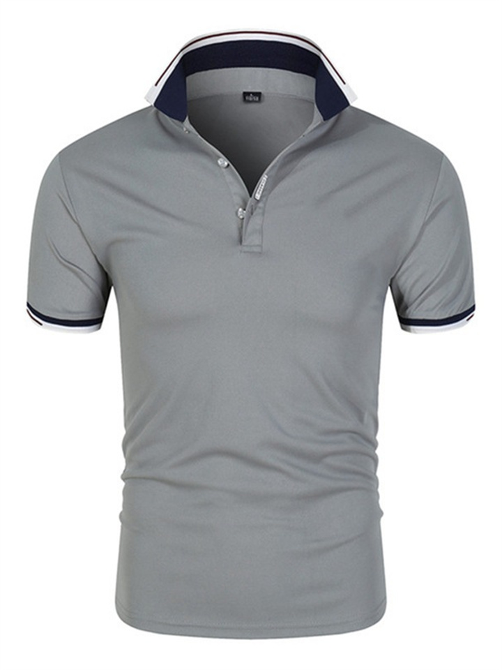 Summer Men's Short-sleeved T-shirt Slim Half-sleeved Polo Shirt Tide Lapel Polo Shirt