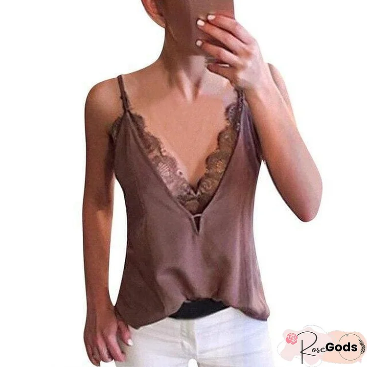 Lace Patchwork Strappy Sleeveless Camis Vest