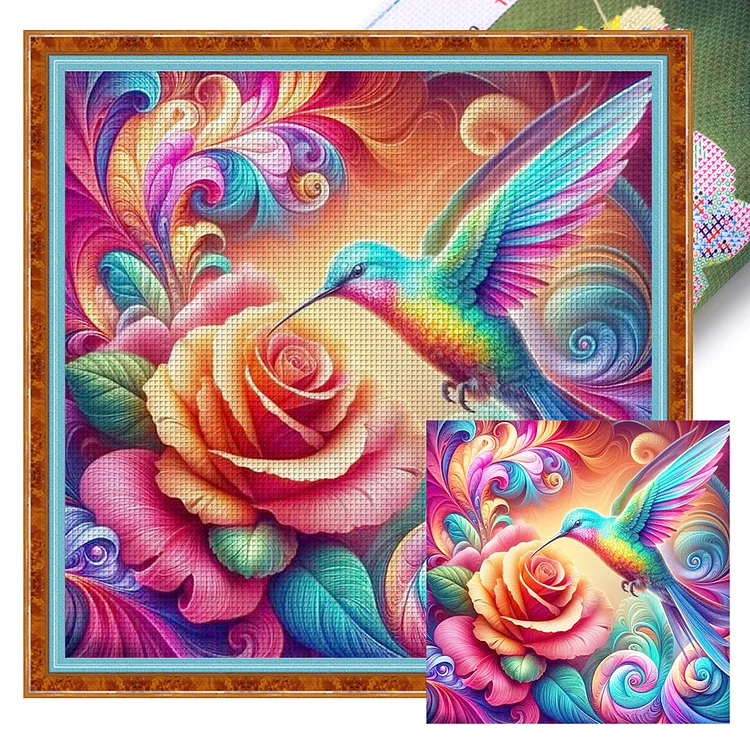 『YiShu』Hummingbird - 11CT Stamped Eco-Friendly Cotton Thread Cross Stitch(40*40cm)