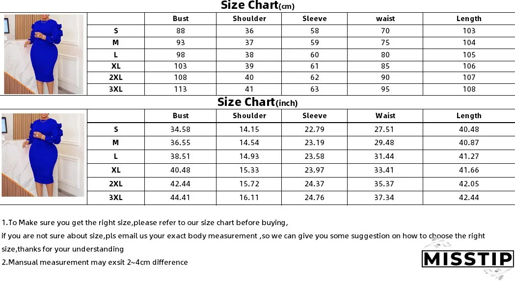 Plus Size Women Elegant African Long Sleeve Dress