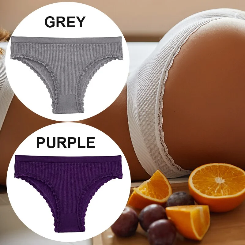 FINETOO 2PCS/Set Women Lace Seamless Sexy Panties 6 Solid Color Brazilian Panty Girl Briefs Lingerie Underpant M-2XL Underwear